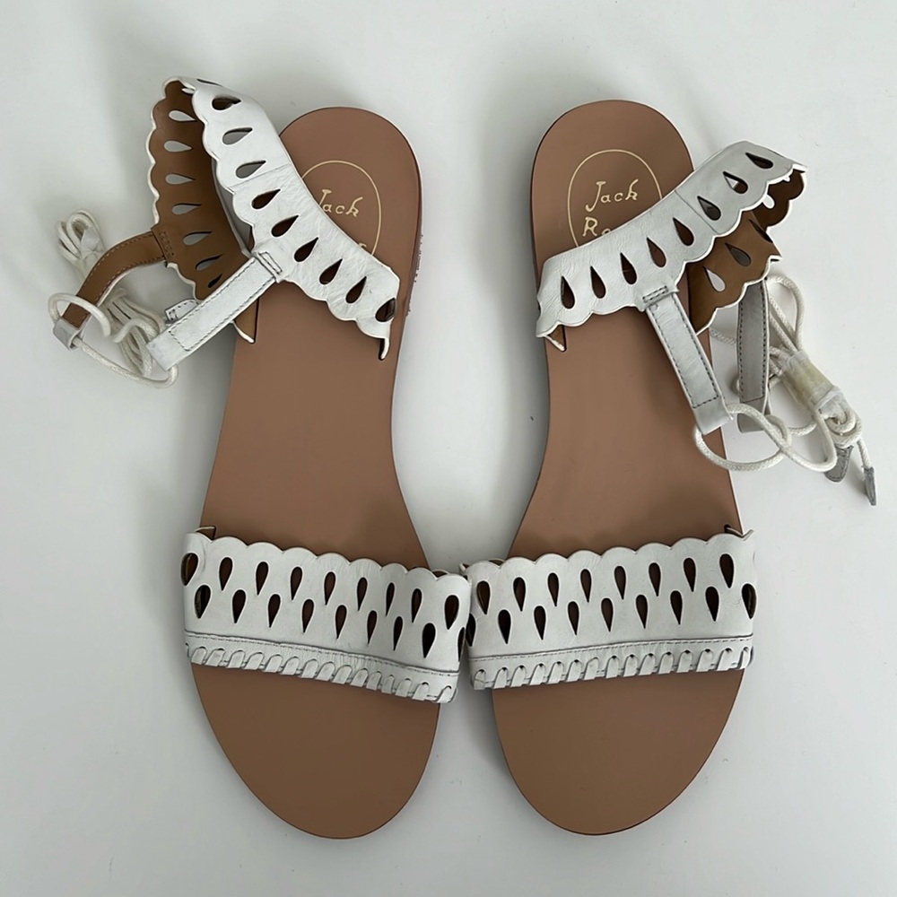 New! 9.5M Jack Rogers Ankle Wrap Sandals White Leather